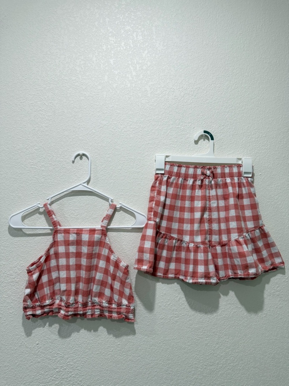 wonder nation Red and White Gingham Tank Top & Skirt Set
